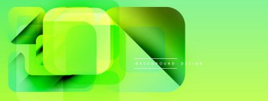 Soyut yeşil şekiller dinamik bileşim oluşturur. Işık eğimleri görsel derinliği ve modern tasarım ögesini arttırır.