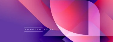 Soyut gradyan şekiller örtüşüyor, canlı mor, pembe renkler yaratıyor. Metin, arkaplan tasarımını katmanların altında okur. Modern görsel kompozisyon.