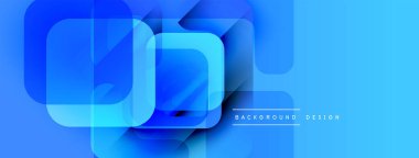 Soyut mavi şekiller örtüşür, dinamik görsel efekt yaratır. Gradyan gölgeler modern tasarım estetiğini geliştirir. Temiz, basit kompozisyon.