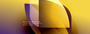 Soyut geometrik şekiller örtüşür, parlak sarı ve mor renkler yaratır. Arkaplan ve sunumlar için modern tasarım ögesi.
