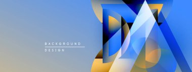 Soyut geometrik tasarım. Mavi, sarı renkler karışır. Dijital projeler ve sunumlar için modern arkaplan uygun. Temiz, minimalist estetik.