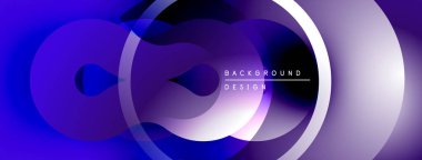 Soyut sıvı şekiller, canlı mor renkler, modern tasarım. Çemberler, dinamik görsel efekt oluşturur. Yumuşak gradyanlar.