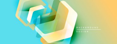 Soyut geometrik tasarım. Üst üste binen altıgenler canlı bir değişim etkisi yaratır. Sarı, yeşil, turkuaz renkler kompozisyona hakim. Modern görsel biçim.