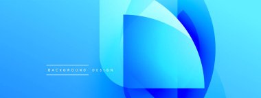 Soyut mavi tasarım katmanlı şekiller, gradyanlar içerir. Tasarım amacını gösteren metin içeren modern arkaplan. Yumuşak geçişler görsel derinlik yaratır.