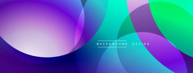 Soyut renkli örtüşen daireler canlı bir zemin oluşturur. Gradyan gölgeler düzgün bir şekilde harmanlanarak modern tasarım ögesini oluşturur.