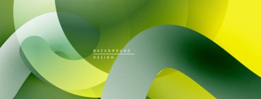 Soyut sıvı şekilleri örtüşür, parlak yeşil ve sarı renkler yaratır. Arkaplan ve sunumlar için modern tasarım ögesi.