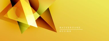 Soyut geometrik şekiller üst üste binerek dinamik sarı, turuncu gradyanlar oluşturur. Arkaplan ve sunumlar için modern tasarım ögesi.