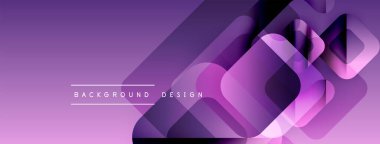Mor soyut arkaplan özellikleri üst üste binen kareler, gradyanlar. Modern tasarım elementleri dinamik görsel efekt yaratır. Metin arkaplan tasarımı okur.