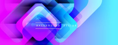 Soyut geometrik şekiller çakışıyor. Canlı mor, mavi renkler dinamik bir arkaplan yaratır. Metin arka plan tasarımı okur. Modern, şık bir görüntü..
