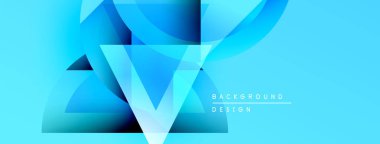 Soyut mavi tasarım geometrik şekiller, gradyanlar, akan çizgiler içerir. Arka planlar, pankartlar, sunumlar için modern estetik.