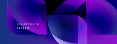 Soyut geometrik şekiller, canlı mor, mavi gradyanlar. Modern tasarım, dinamik kompozisyon, uygun arkaplan ögesi.