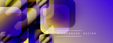 Soyut geometrik şekiller örtüşüyor, parlak mor renkler yaratıyor, sarı renkler. Modern tasarım elementleri dijital sanat, arkaplan dokusu.