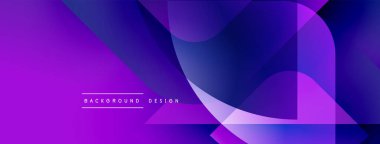 Soyut mor eğimli arkaplan. Üst üste binen şekiller dinamik görsel efekt yaratır. Dijital projeler için modern tasarım.