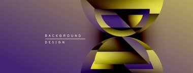 Soyut geometrik tasarım. Mor, altın renkleri katmanlı şekiller yaratır. Çeşitli projeler için modern arkaplan uygun. Minimalist estetik.