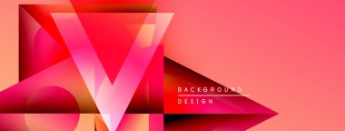 Soyut geometrik tasarım. Canlı pembeler, kırmızılar dinamik kompozisyon oluşturur. Modern estetik, arka planlar ve sunumlar için uygun..
