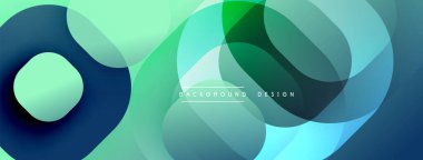 Soyut sıvı şekiller, havalı renk paletleri. Üst üste binen daireler dinamik görsel doku yaratır. Arka planlar için modern tasarım ögesi.