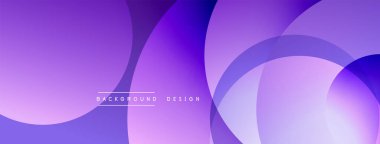 Soyut mor arkaplan. Üst üste binen daireler dinamik görsel akış yaratır. Dijital projeler için modern tasarım.