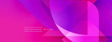 Soyut eğim arkaplanı. Üst üste binen şekiller dinamik görsel efekt yaratır. Pembe, mor renkler kompozisyona hakim. Modern tasarım ögesi.