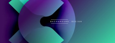 Soyut gradyan şekiller çakışıyor. Mavi, mor, deniz mavisi renkleri modern arkaplan tasarımı yaratır. Minimalist estetik, temiz çizgiler mevcut.