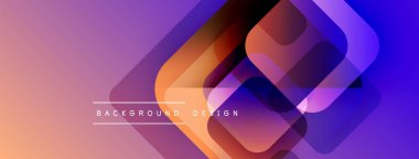 Soyut geometrik şekiller örtüşür, canlı bir değişim etkisi yaratır. Mor, turuncu, mavi renkler tasarımda baskın. Metin arkaplan tasarımı okur.