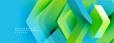 Soyut geometrik desen. Mavi, yeşil renkler dinamik görsel efekt yaratır. Modern tasarım arka planlar, pankartlar, sunumlar için uygun.
