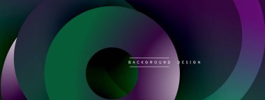 Soyut katmanlar örtüşüyor, dinamik mor, yeşil gradyanlar yaratıyor. Minimalist metin arka plan tasarımını merkezden okuyor. Modern estetik.