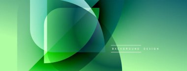 Soyut yeşil eğimler üst üste binen şekiller oluşturur. Modern tasarım akıcılık, yenilik ve görsel ahenk öneriyor. Mevcut en küçük metin.