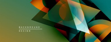 Soyut geometrik şekiller örtüşüyor, canlı renk eğimleri yaratıyor. Tasarım pürüzsüz geçişler ve modern estetik içeriyor. Arka plan derinlik ve dinamizm öneriyor..