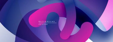 Soyut sıvı şekiller, canlı mor renkler tasarımda baskın. Pürüzsüz gradyanlar dinamik bileşim oluşturur. Modern arkaplan dokusu.