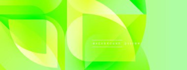 Soyut geometrik şekiller, canlı yeşil renkler, pürüzsüz eğimler. Dijital arkaplan veya pankartlar için modern tasarım ögesi.