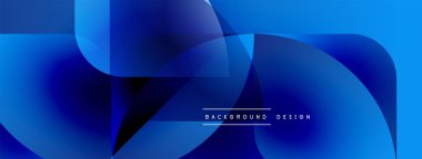 Soyut mavi arkaplan. Üst üste binen şekiller dinamik görsel efekt yaratır. Dijital projeler için modern tasarım.