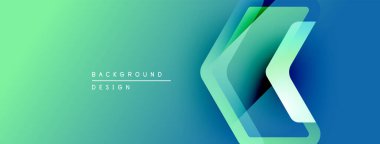 Soyut gradyan arkaplan özellikleri katmanlı semboller. Teal, yeşil, mavi renkler modern görsel efekt yaratır. Minimalist tasarım.