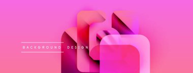Soyut geometrik şekiller örtüşür, dinamik pembe gradyan arkaplan oluşturur. Metin arka plan tasarımı okur. Modern görsel kompozisyon.