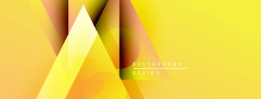 Soyut geometrik tasarım. Sarı, turuncu gradyanlar dinamik şekiller yaratır. Sunumlar ve web siteleri için modern arkaplan uygun.