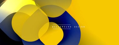Soyut geometrik şekiller çakışıyor. Sarı, mavi gradyanlar dinamik görsel efekt yaratır. Arka planlar için modern tasarım ögesi.
