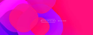Soyut canlı şekiller üst üste biniyor, dinamik pembe, mor renkler yaratıyor. Arkaplan ve sunumlar için modern tasarım ögesi.