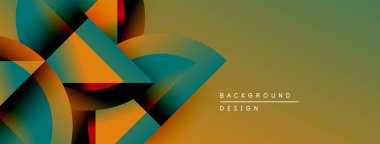 Soyut geometrik şekiller örtüşür, dinamik görsel efekt yaratır. Sıcak, serin renkler sessiz arkaplanda sorunsuzca harmanlanır.