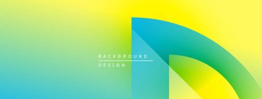 Soyut eğim arkaplanı. Sarı, yeşil, turkuaz renkler düzgün bir şekilde harmanlanır. Minimalist tasarım geometrik şekiller, metin örtüsü içerir. Modern estetik.