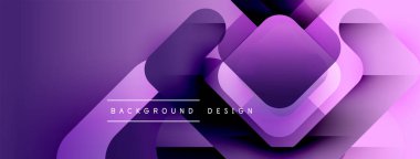 Soyut mor arkaplan. Üst üste binen şekiller dinamik görsel efekt yaratır. Dijital projeler için modern tasarım.