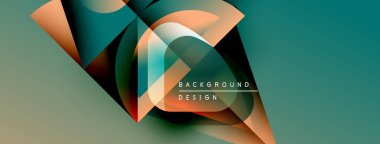 Soyut geometrik tasarım. Üst üste binen şekiller dinamik bileşim yaratır. Teal, turuncu, gri renk şeması. Modern arkaplan ögesi.