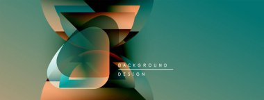 Soyut geometrik şekiller harmanlanarak dinamik deniz mavisi ve turuncu renkler oluşturur. Modern tasarım pankartlar ve sunumlar için arkaplan öneriyor.