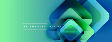 Soyut geometrik şekiller canlı turkuazları, yeşil renkleri harmanlarlar. Modern tasarım dinamik görsel akış yaratır, mükemmel arkaplan.
