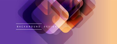 Soyut geometrik şekiller örtüşür, canlı bir değişim etkisi yaratır. Mor, turuncu renkler tasarımda baskın, modern estetik..