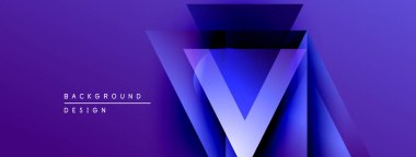 Soyut geometrik tasarım. Mor gradyanlar katmanlı şekiller oluşturarak merkezi V sembolünü oluştururlar. Minimalist tarz, modern estetik.