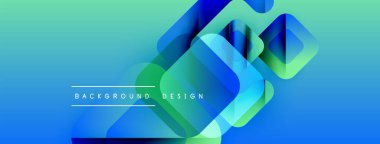 Soyut geometrik şekiller örtüşüyor, canlı mavi, yeşil bir eğim yaratıyor. Modern tasarım elementleri dijital sanat, arkaplan dokusu.