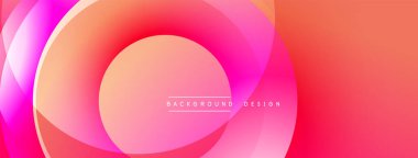 Soyut pembe arka plan. Üst üste binen daireler dinamik görsel efekt yaratır. Sancaklar ve sunumlar için modern tasarım uygun.