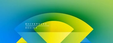 Soyut eğim arkaplanı. Mavi, yeşil, sarı renkler düzgün bir şekilde harmanlanır. Metin, arkaplan tasarımını şekiller içinde okur. Modern görsel element.