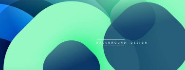 Soyut sıvı şekilleri üst üste binerek canlı, mavi renkler yaratır. Modern tasarım dinamik hareket ve pürüzsüz geçişler öneriyor.