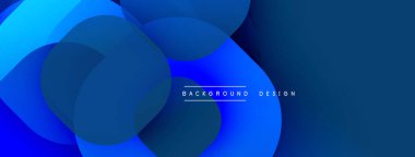 Soyut mavi arkaplan. Üst üste binen şekiller dinamik görsel efekt yaratır. Dijital projeler için modern tasarım.
