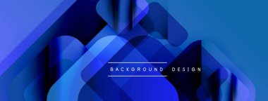 Soyut mavi gradyanlar katmanlı geometrik şekiller oluştururlar. Modern tasarım derinliği, hareketi ve teknolojiyi çağrıştırıyor. Arka planlar için minimalist estetik.